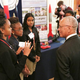 Charles Bolden, administrator of NASA, listens to Shimeeka Stanley, 15, of the U.S. Virgin Islands explain the group’s science presentation during the White House Science Fair at the White House Monday, March 23, 2015, in Washington, D.C.
Nicole L. Cvetnic/The Root